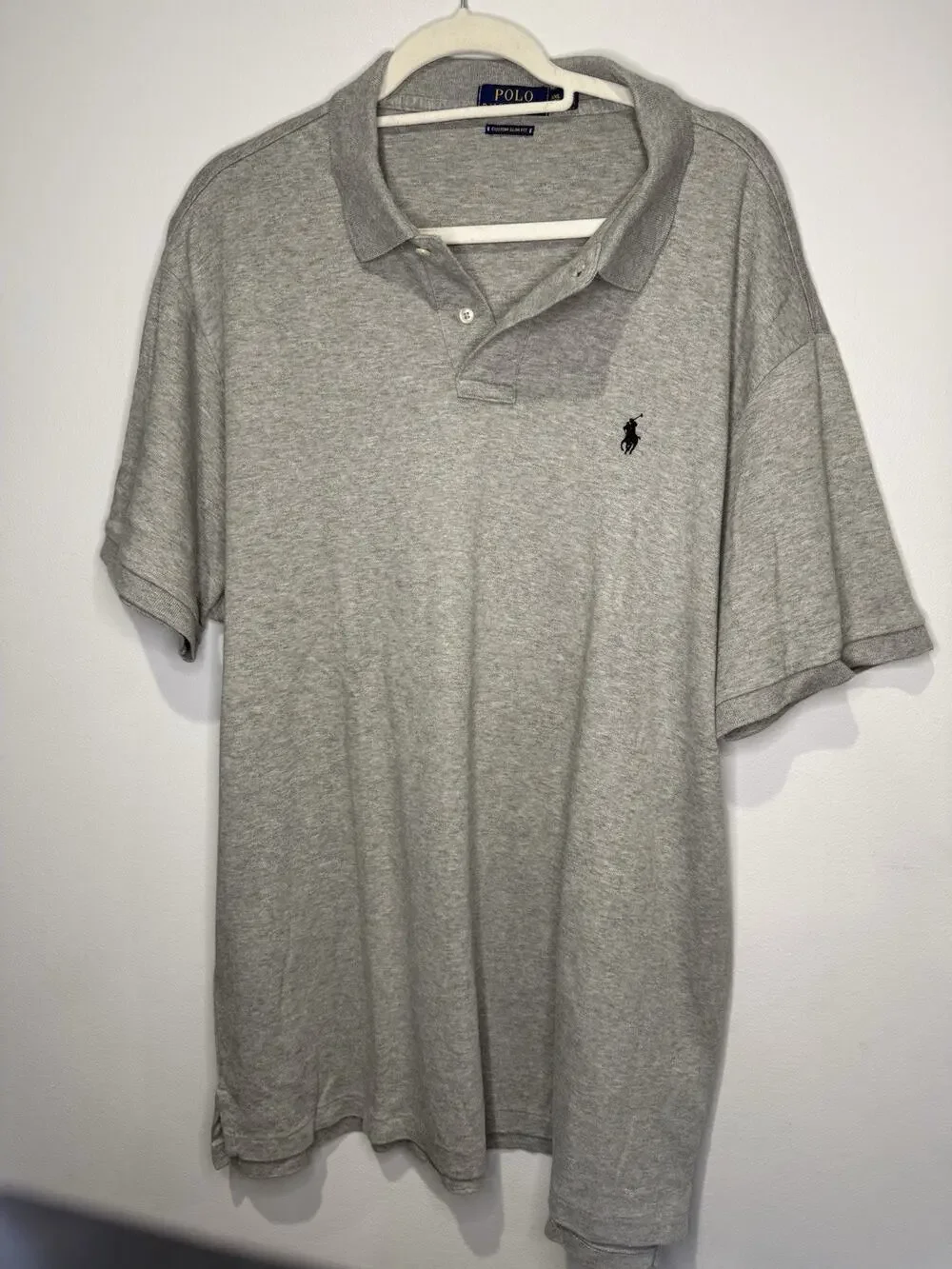 Polo Ralph Lauren Men’s Polo Shirt Gray 100% Cotton Short Sleeve Custom Slim XXL